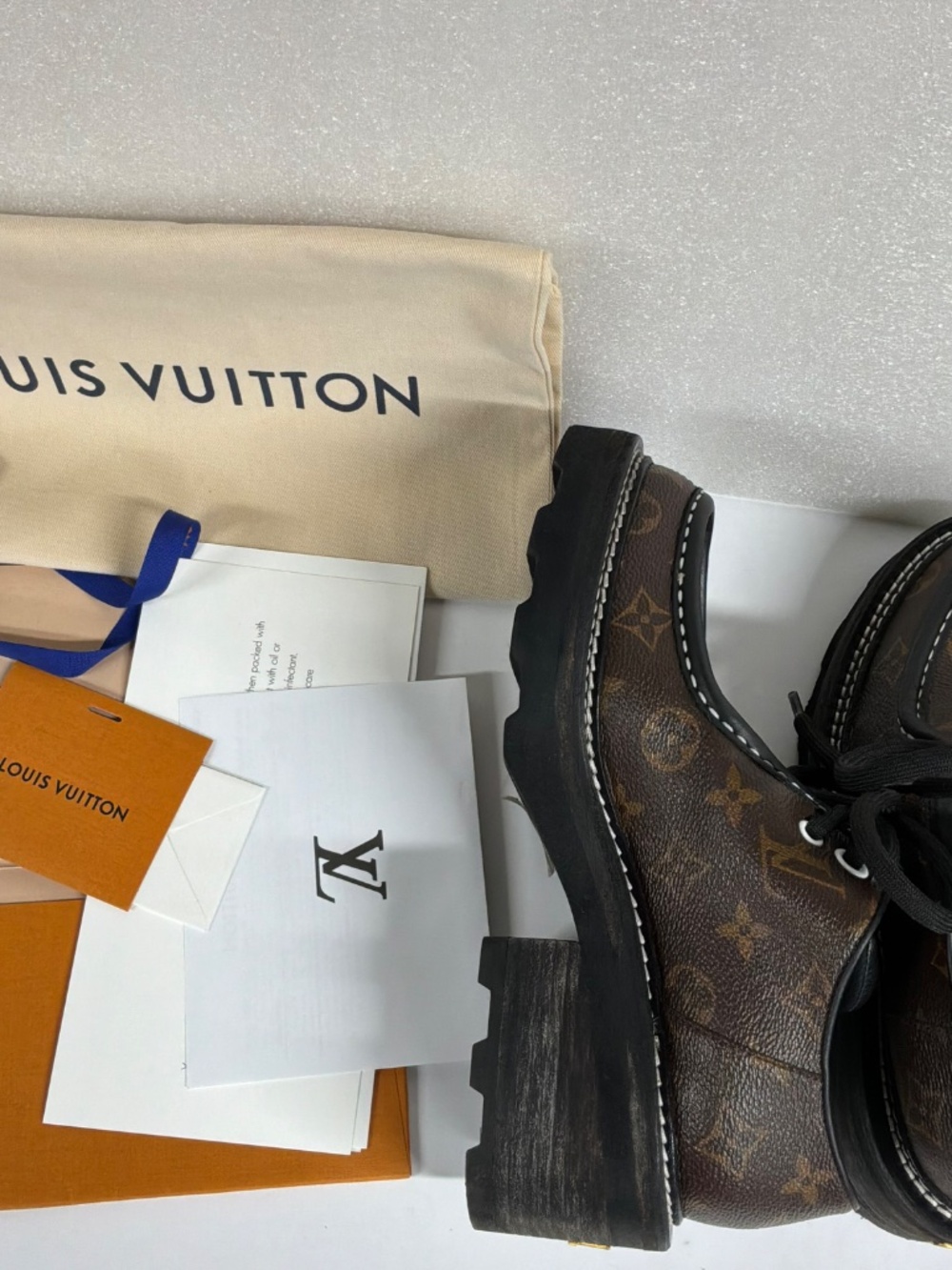 LOUIS VUITON ‎ Beaubourg Platform Derby Chunky Monogram 37.5. Excellent - Picture 3 of 16